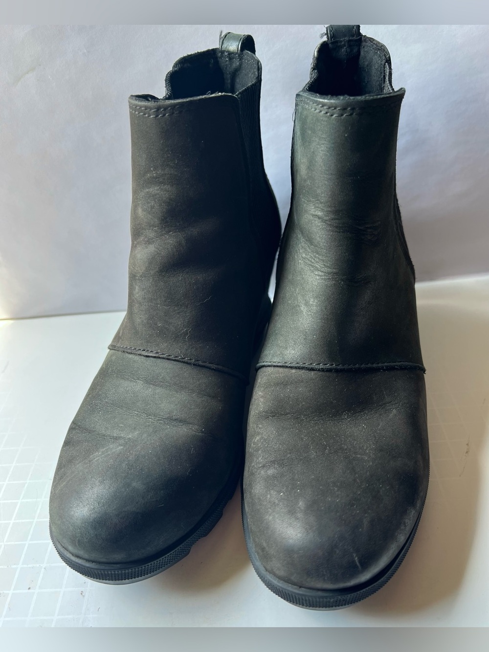 Sorel Joan Of Arctic Rhapsody Lot Black Camel Leather Chelsea Wedge Boots - 7.5 - Picture 9 of 13